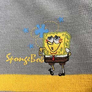 SpongeBob SquarePants Boys Scarf Gray Yellow Nickelodeon Embroidered